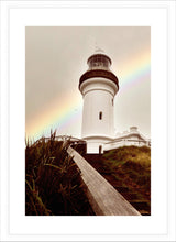 Load image into Gallery viewer, Lighthouse Photography Artwork of Cape Byron Lighthouse. Fine Art Print with White Frame.
