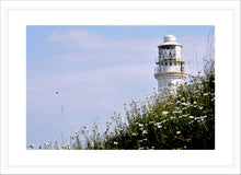 Load image into Gallery viewer, Lighthouse Photography Artwork of Flamborough Head Lighthouse. Fine Art Print with White Frame. 
