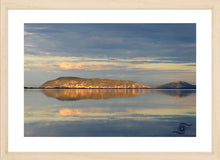 Load image into Gallery viewer, Ocean Photography Wall Art Print taken across a perfectly flat and still &quot;Shoal Bay&quot;near Albany in Southern Western Australia. Fine Art Print with Wood Frame.
