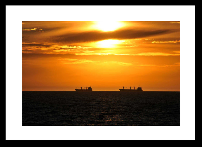 Cargo Ship Wall Art, sunset, Gage Roads, Fremantle Port, Western Australia, Framed Prints, Canvas, Acrylic