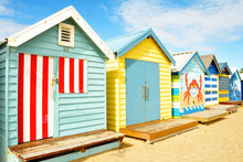 Load image into Gallery viewer, Beach Boxes Wall Art, colourful Beach Boxes, Brighton Beach, Melbourne, Victoria, Australia, Framed Prints, Canvas, Acrylic
