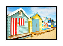 Load image into Gallery viewer, Beach Boxes Wall Art, colourful Beach Boxes, Brighton Beach, Melbourne, Victoria, Australia, Framed Prints, Canvas, Acrylic
