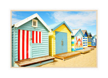 Load image into Gallery viewer, Beach Boxes Wall Art, colourful Beach Boxes, Brighton Beach, Melbourne, Victoria, Australia, Framed Prints, Canvas, Acrylic
