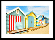 Load image into Gallery viewer, Beach Boxes Wall Art, colourful Beach Boxes, Brighton Beach, Melbourne, Victoria, Australia, Framed Prints, Canvas, Acrylic
