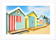 Load image into Gallery viewer, Beach Boxes Wall Art, colourful Beach Boxes, Brighton Beach, Melbourne, Victoria, Australia, Framed Prints, Canvas, Acrylic
