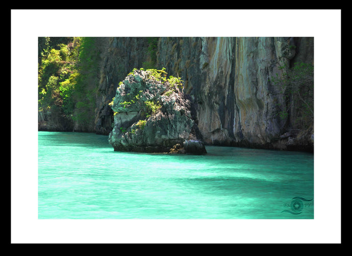 Phuket Ocean Wall Art, small island rock, broken away from the cliff face, 