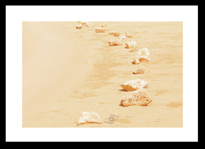 Inspirational Landscape Wall Art, yellow, sandy, weathered limestone rocks, carved by wind and  time, path to follow, Pinnacles, Western Australia, Framed Prints, Canvas, Acrylic