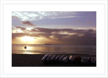 Load image into Gallery viewer, Sun Rise Wall Art, kayaks, beach, awakening at dawn, Queensland, Australia, Framed Prints, Canvas, Acrylic
