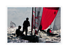 Load image into Gallery viewer, Sailing Dinghy Wall Art, red kites, 29er skiff fleet, Fremantle Sailing Club, Perth, Western Australia, Framed Prints, Canvas, Acrylic
