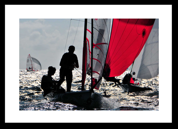 Sailing Dinghy Wall Art, red kites, 29er skiff fleet, Fremantle Sailing Club, Perth, Western Australia, Framed Prints, Canvas, Acrylic