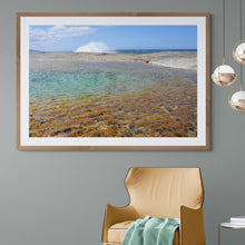 Load image into Gallery viewer, Ocean Photography Wall Art Print of a colourful rock pool filled by the ocean&#39;s waves and tides, taken at Madfish Bay, Denmark, Western Australia. Fine Art Print with Wood Frame.
