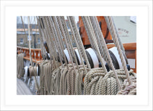 Load image into Gallery viewer, Nautical Rope Wall Art, tall ship, cutter rope rigging and pulleys, Framed Prints, Canvas, Acrylic
