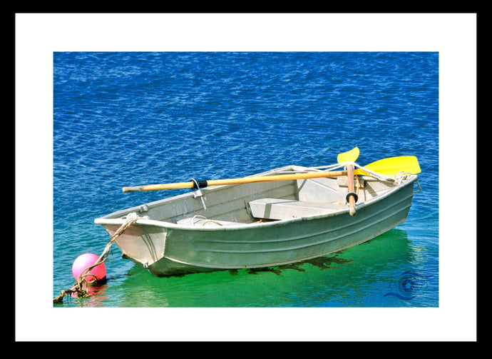 Rowing Boat Wall Art, on anchor, crossed yellow oars, Framed Prints, Canvas, Acrylic