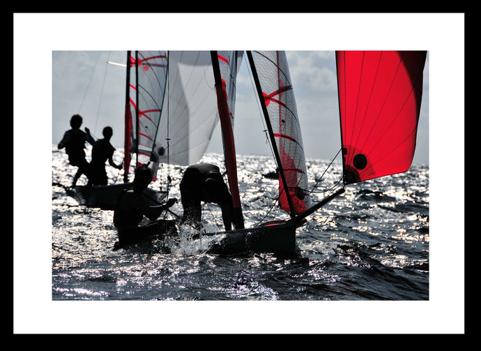 Sailing Dinghy Wall Art, red kites, 29er skiff fleet, Fremantle Sailing Club, Perth, Western Australia, Framed Prints, Canvas, Acrylic