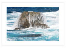 Load image into Gallery viewer, Ocean Wall Art, sea, waves, rocks, Madfish Bay, Denmark, Western Australia, Framed Prints, Canvas, AcrylicOcean Photography Wall Art Print of a dreamy sea being its own master, plunging its waves over steadfast rocks, taken at Madfish Bay, Denmark, Western Australia. Fine Art Print with White Frame.
