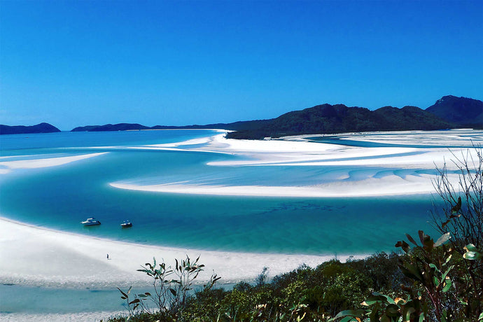 Ocean Photography Wall Art Print of the pristine and magical Whitehaven Beach on the Whitsunday Islands, Queensland, Australia, taken at extreme neap tide. Unframed Print. 